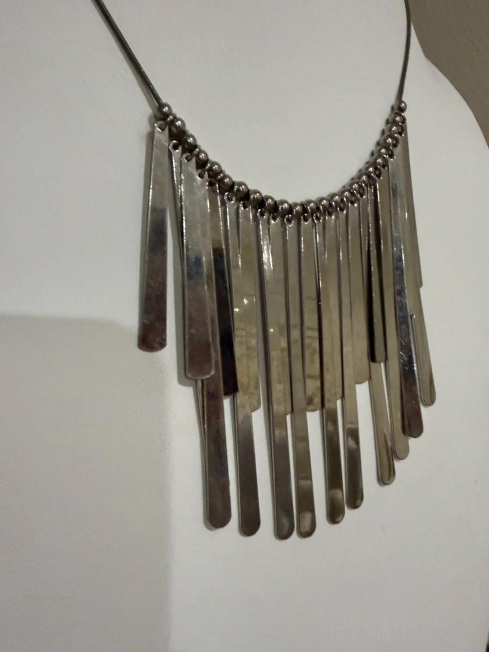 Express Silver Tone Fringe Statement Necklace